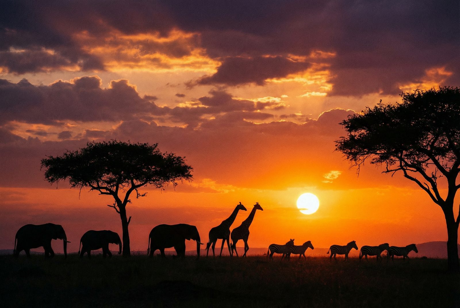 萝莉岛非洲草原日落视频